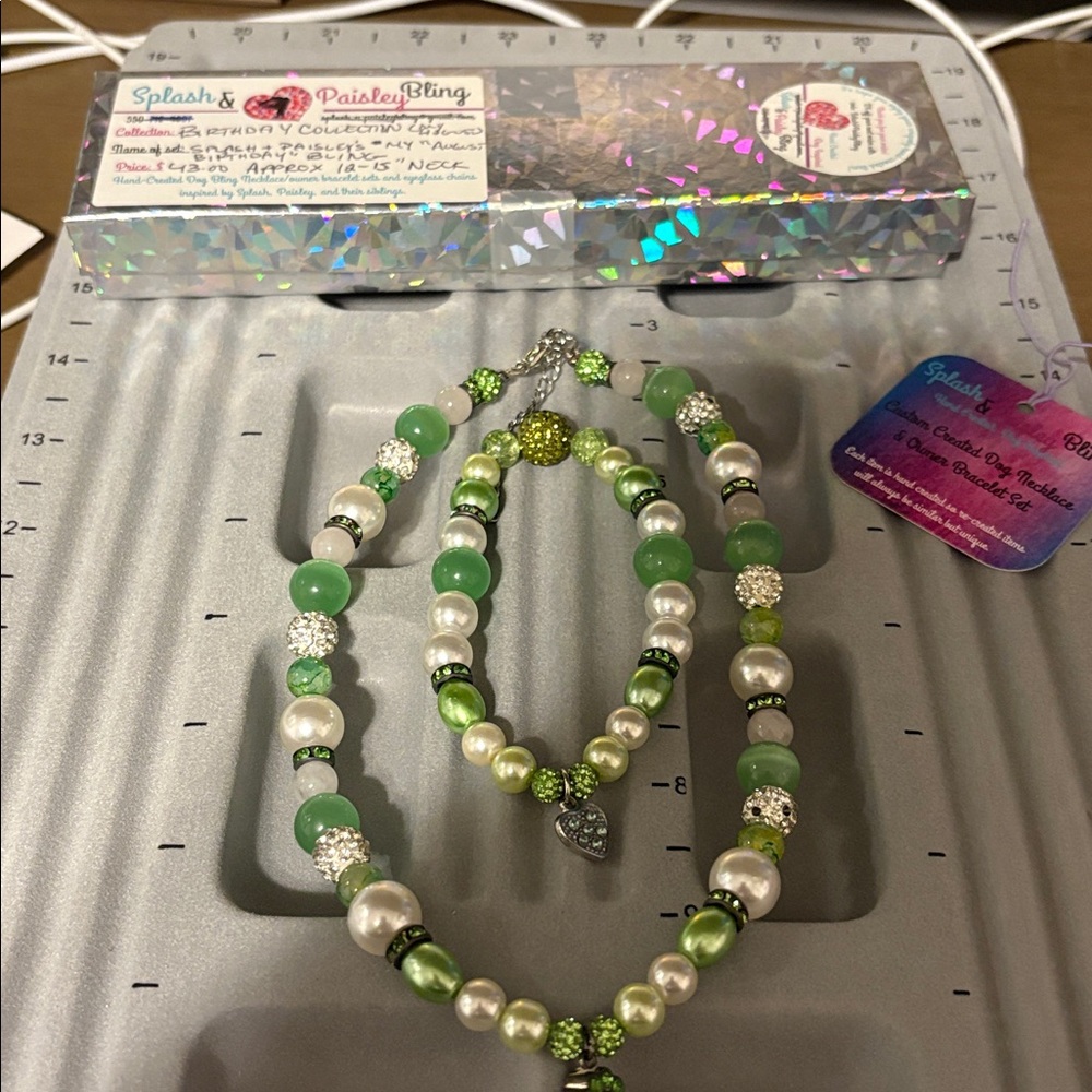 Handmade Beaded Dog Necklace and Matching Owner Bracelet Set - Picture 4 of 9
